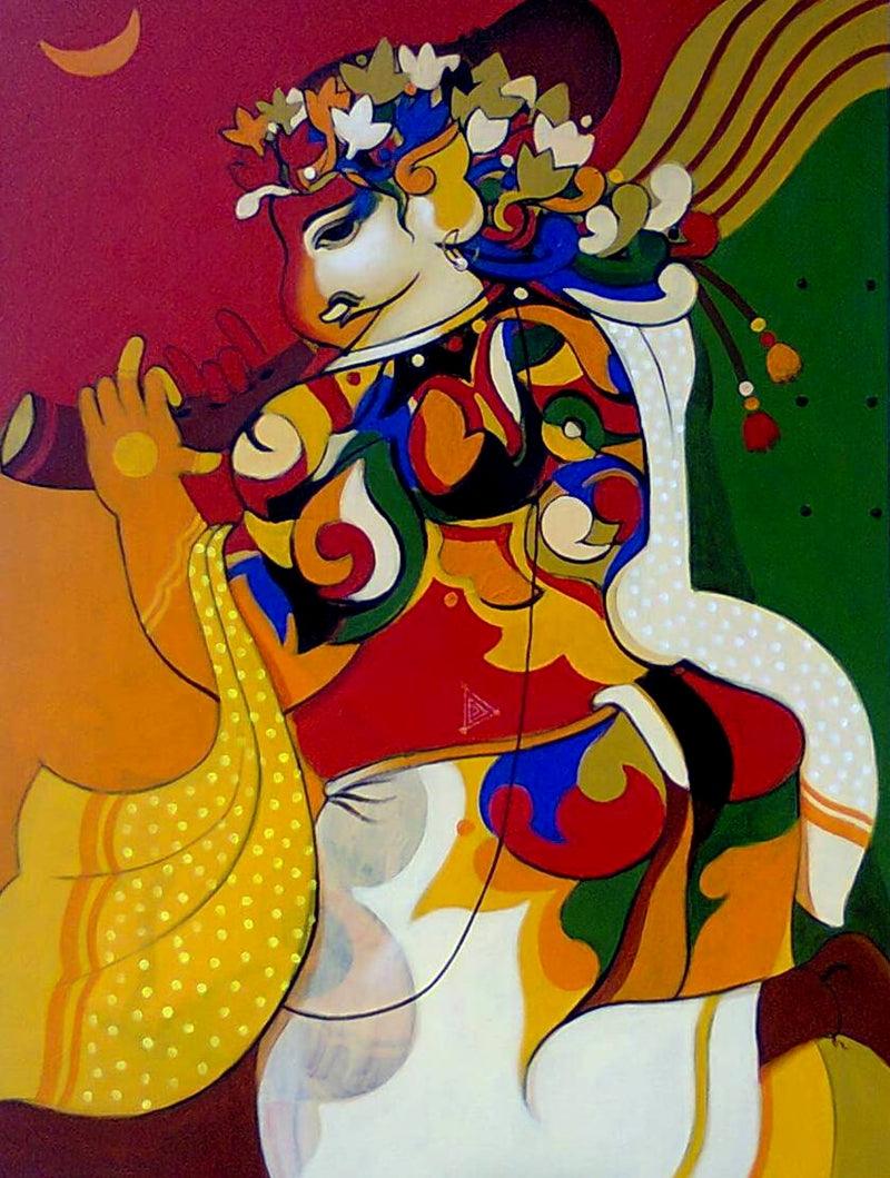Animals acrylic painting titled 'Ganesha 2', 40x30 inches, by artist Avinash Deshmukh on Canvas