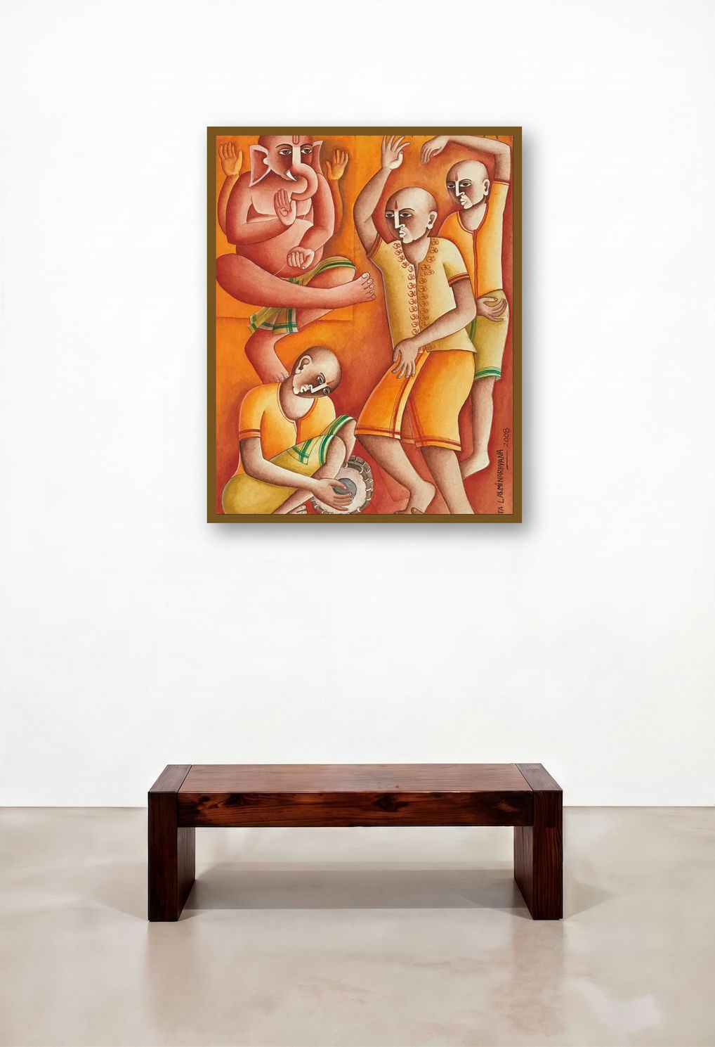 Ganesha (Ganesha with Birds) by artist Thota Laxminarayana displayed in a Contemporary Home Office