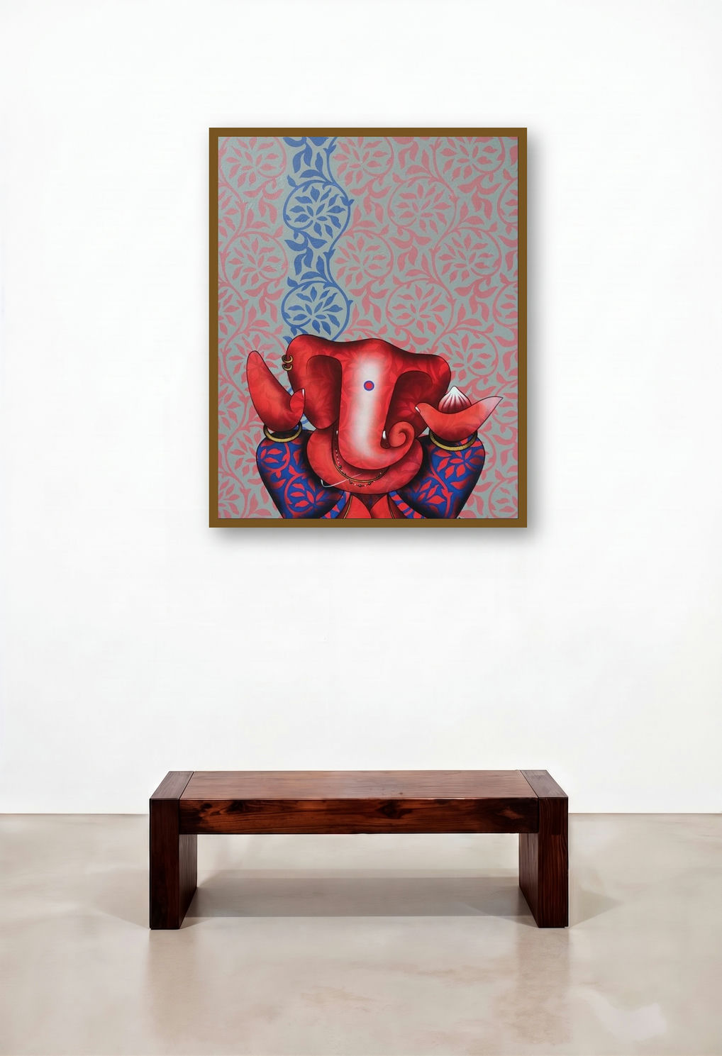 Ganesha (The Joyful Ganesha) by artist Paras Parmar displayed in a Coastal Living Room