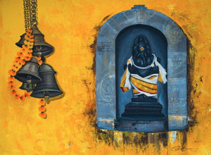 Religious acrylic painting titled ' Ganesha', 32x42 inches, by artist Roni Sarkar on Canvas