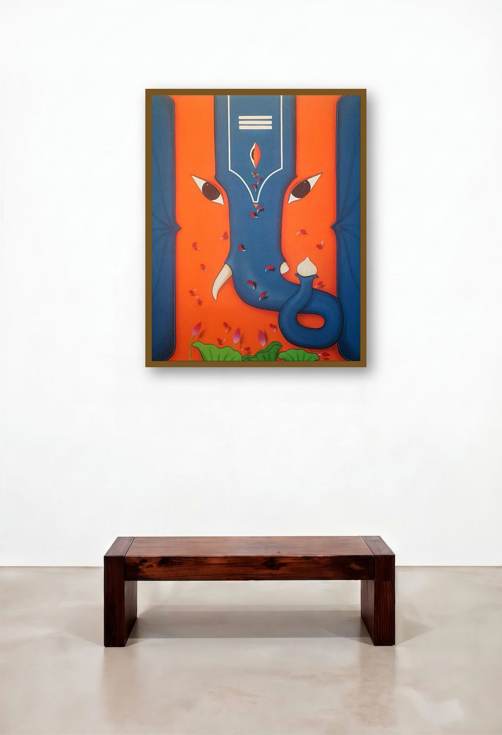 Ganesha (The Auspicious Gaze) by artist Nitin Ghangrekar displayed in a Elegant Foyer