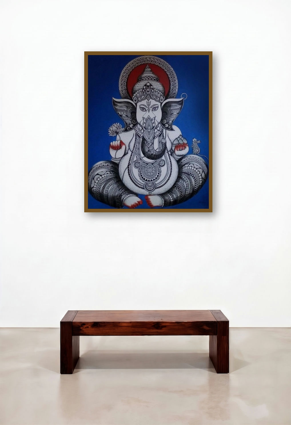 Ganesha (The Wisdom Within) by artist Anjali Singh displayed in a Luxury Hotel Suite