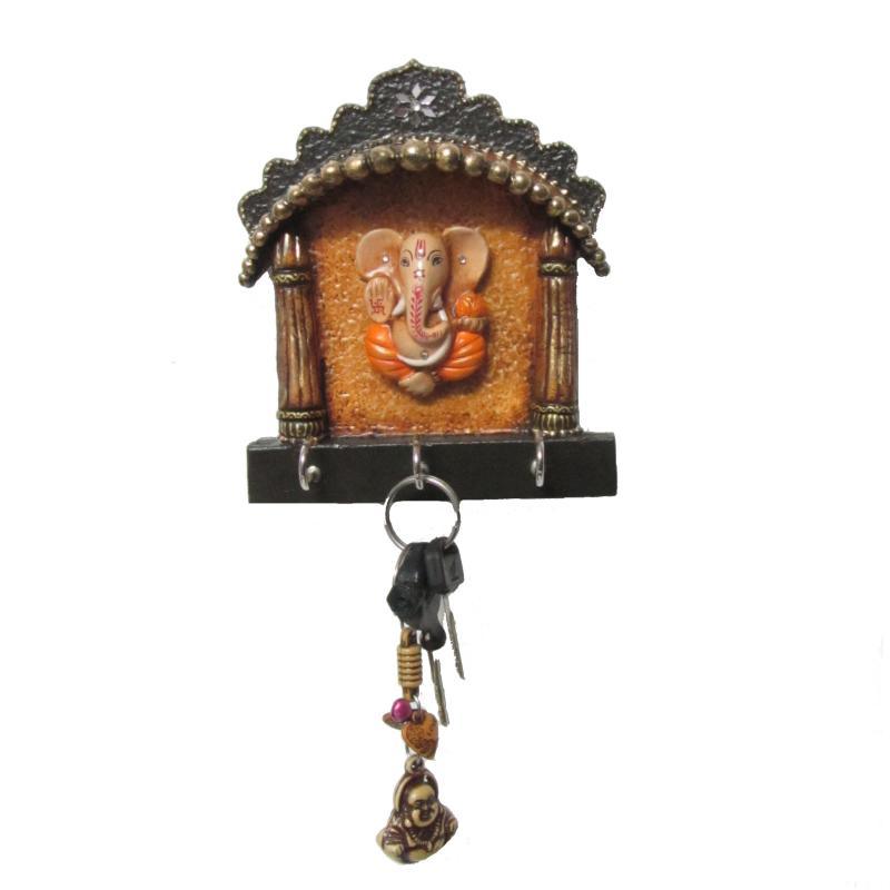 Lifestyle craft titled 'Ganesha Key Hanger', 6x7x2 inches, by artist Ecraft India on Paper