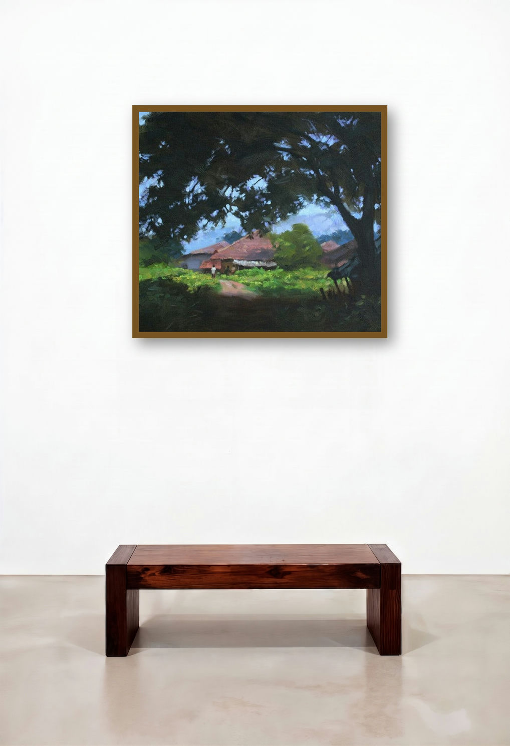 Garden (Village Path) by artist Manoj Deshmukh displayed in a Art Deco Bedroom