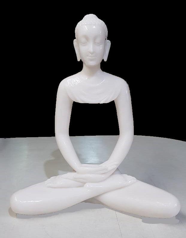 Religious sculpture titled 'Gautama Buddha 2', 9x7x5 inches, by artist Bhagwan Rampure on Polystone, Marble