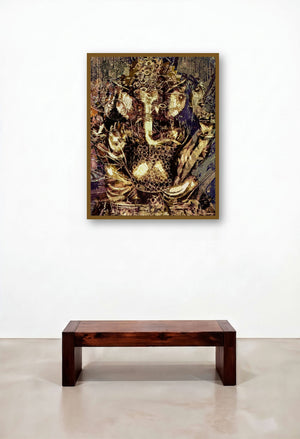Golden Ganesha (Golden Buddha) (Golden Ganesha) by artist Anil Kumar displayed in a Coastal Foyer