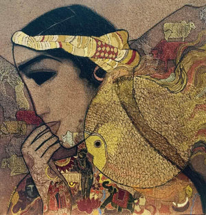 Figurative acrylic painting titled 'Goldfish', 24x24 inches, by artist Siddharth Shingade on Canvas