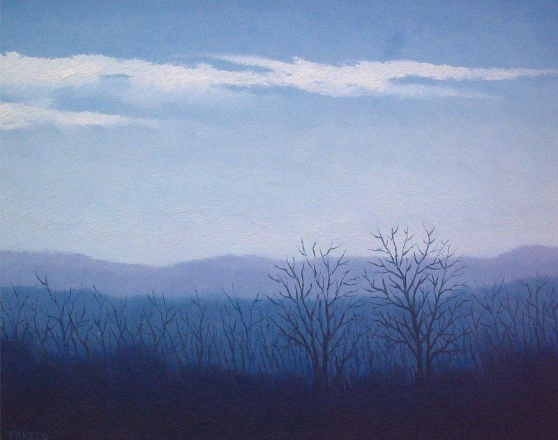 Landscape oil painting titled 'Good morning', 20x16 inches, by artist Fareed Ahmed on Canvas Board