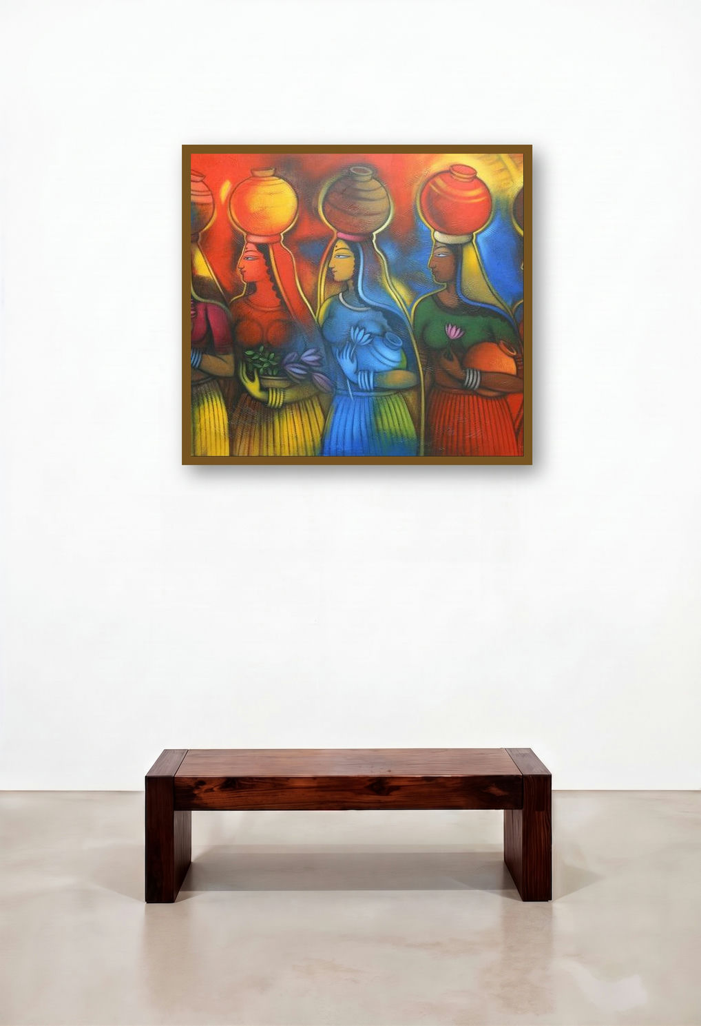 Gopis (Graceful Gathering) by artist Balaji Ubale displayed in a Art Deco Study