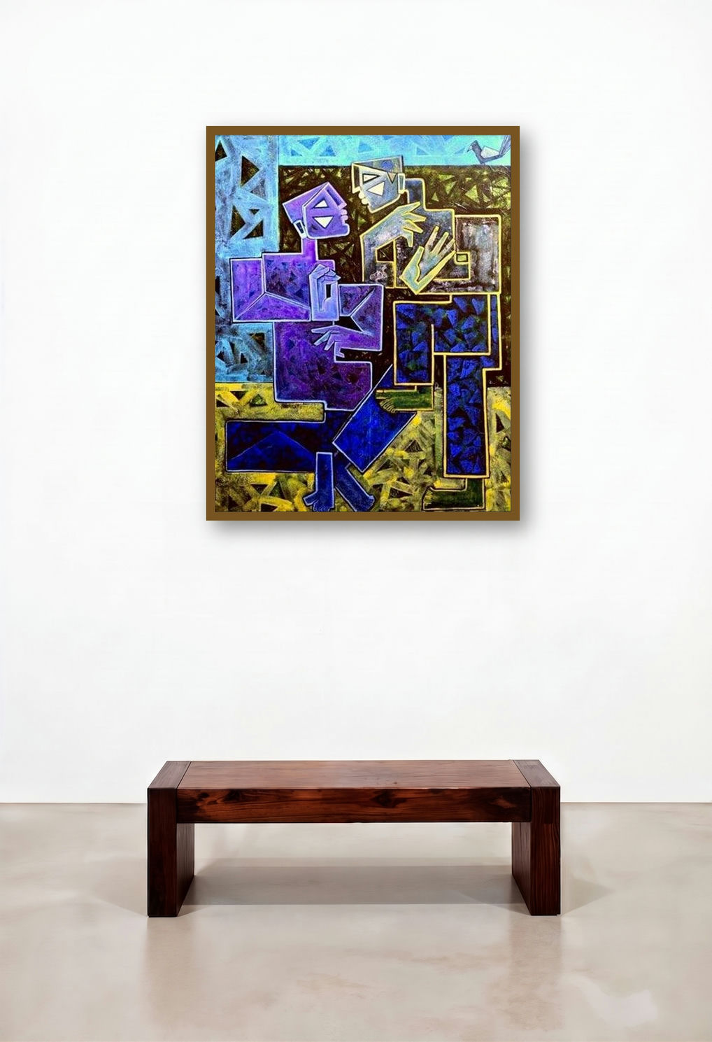 Gossip (Silent Dialogue) by artist Amit Rajvanshi displayed in a Art Deco Hallway