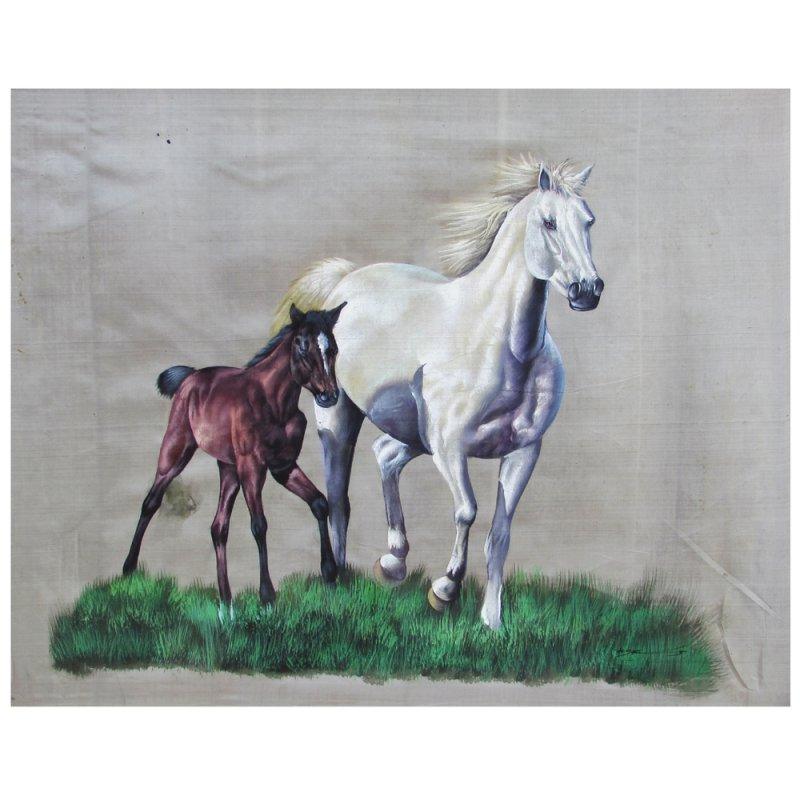 Animals watercolor painting titled 'HORSE', 18x24 inches, by artist Indian Miniture on paper