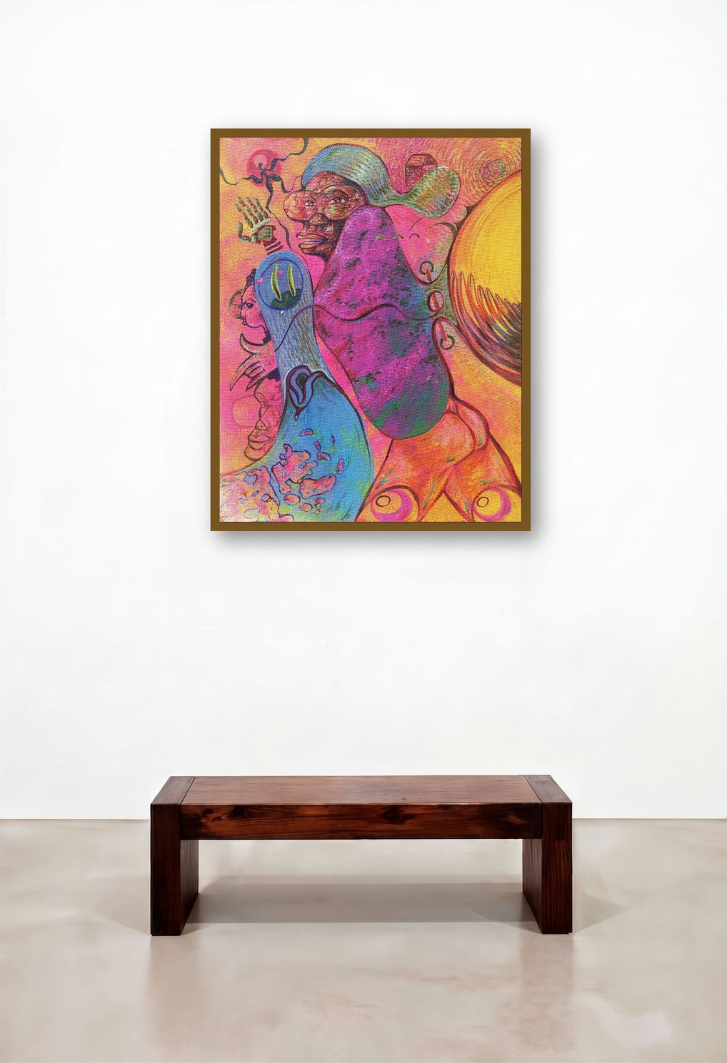 Home (Cosmic Dance) by artist Girinath Gopinath displayed in a Mid-Century Modern Hotel Suite