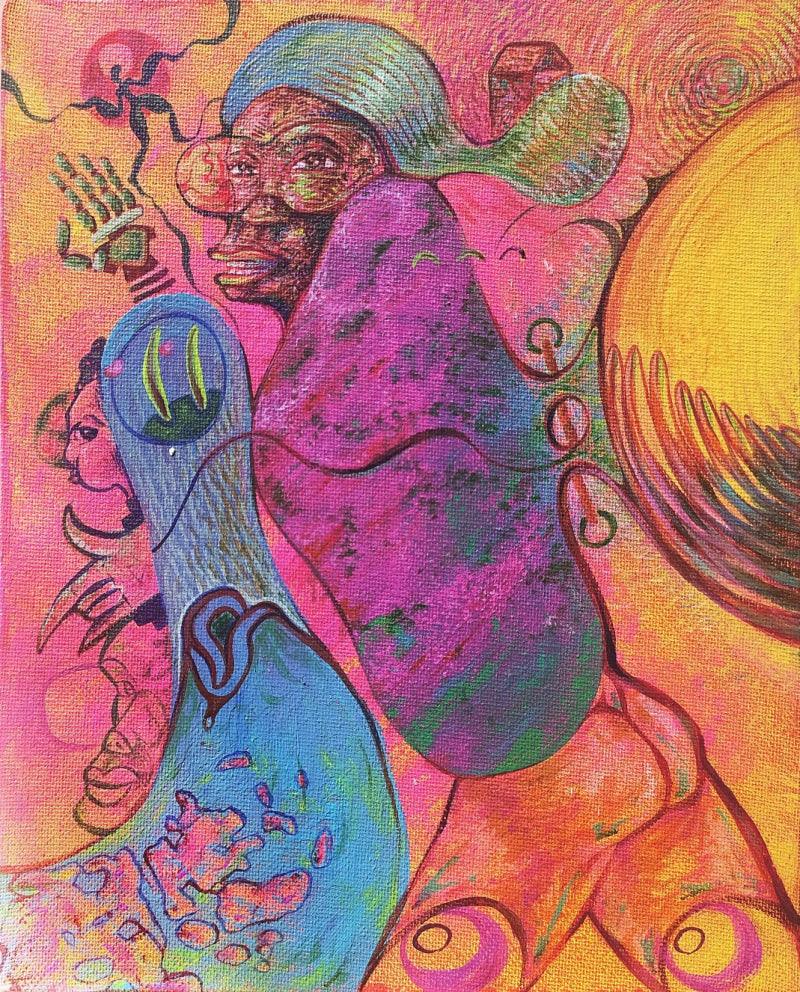 contemporary acrylic painting titled 'Home', 11x9 inches, by artist Girinath Gopinath on Canvas Board