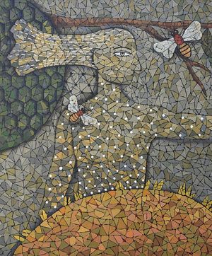 Figurative acrylic painting titled 'Honey Bee', 36x30 inches, by artist Pravin Randive on Canvas