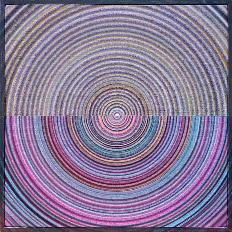 Abstract acrylic painting titled 'Horizon', 12x12 inches, by artist Ghanshyam Gupta on Canvas