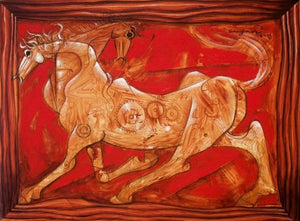 Animals acrylic painting titled 'Horse', 36x48 inches, by artist Ramesh Gujar on Canvas