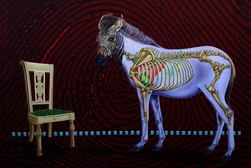 contemporary acrylic painting titled 'Horse', 48x72 inches, by artist Sanjay Kumar on Canvas