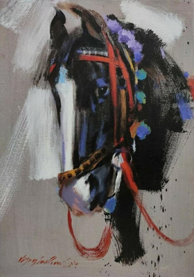 Animals acrylic painting titled 'Horse', 17x12 inches, by artist Vijay Jadhav on Canvas