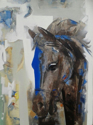 Figurative acrylic painting titled 'Horse', 24x18 inches, by artist Vishal Phasale on Canvas
