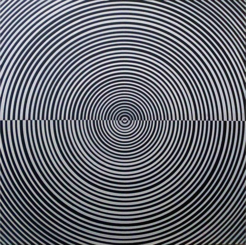 Abstract acrylic painting titled 'Illusion', 36x36 inches, by artist Ghanshyam Gupta on Canvas