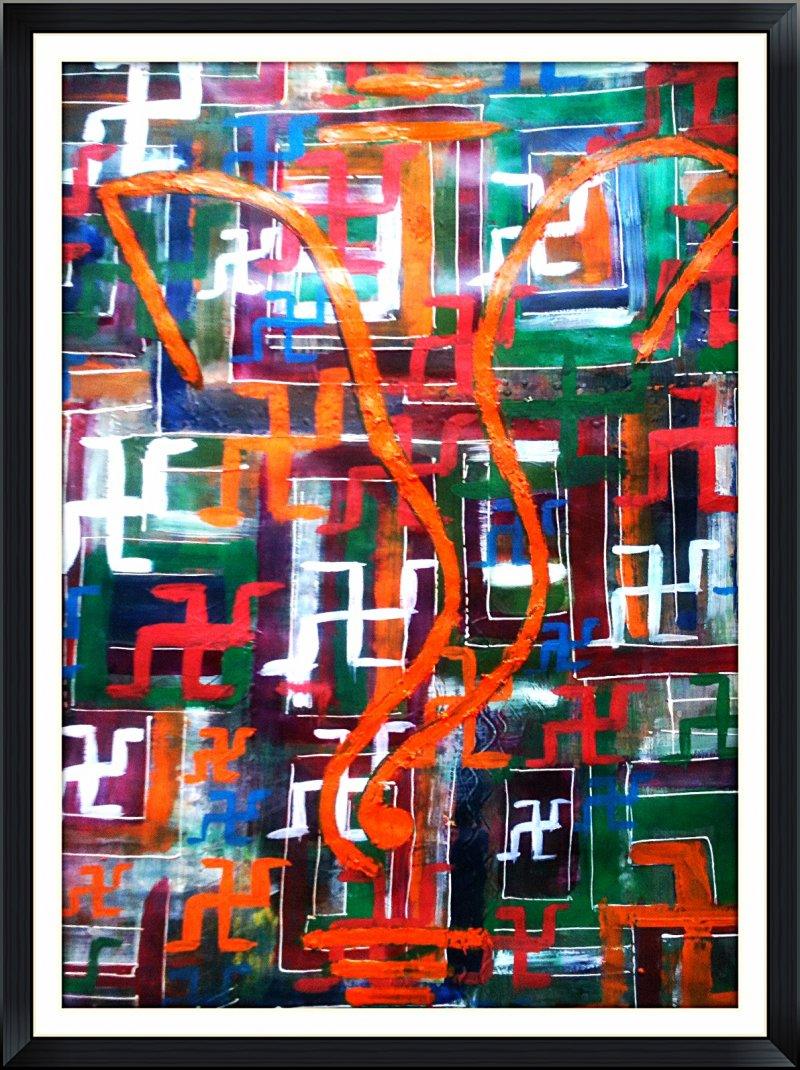 Religious mixed media titled 'Image', 24x20 inches, by artist Shruti Vij on Handmade Paper