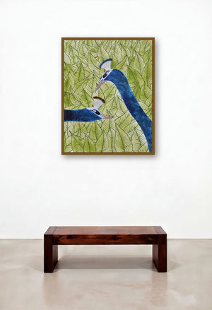 In Love (Peacock Paradise) by artist Sumit Mehndiratta displayed in a Boutique Hotel Style Hotel Lobby