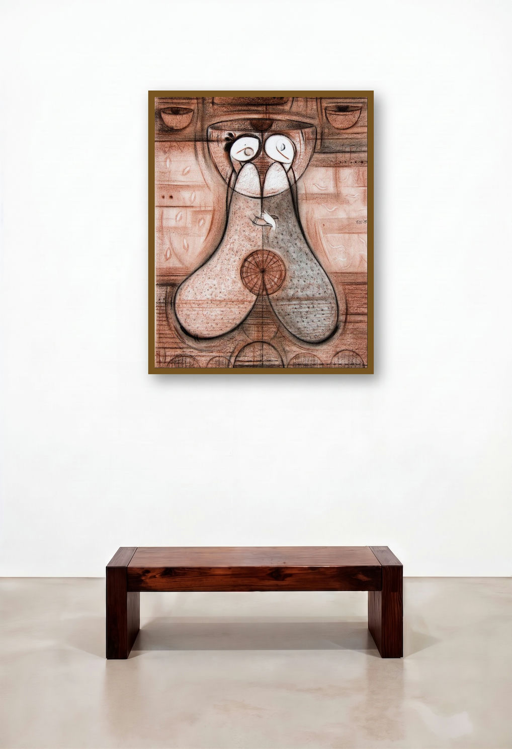 Inner Love Ii (Converging Souls: A Shared Space) by artist Dattatraya Thombare displayed in a Luxury Dining Room