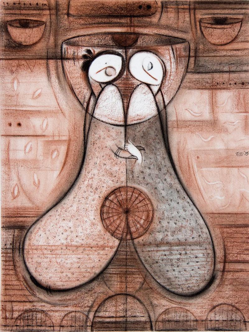 Figurative acrylic painting titled 'Inner Love II', 20x25 inches, by artist Dattatraya Thombare on Canvas