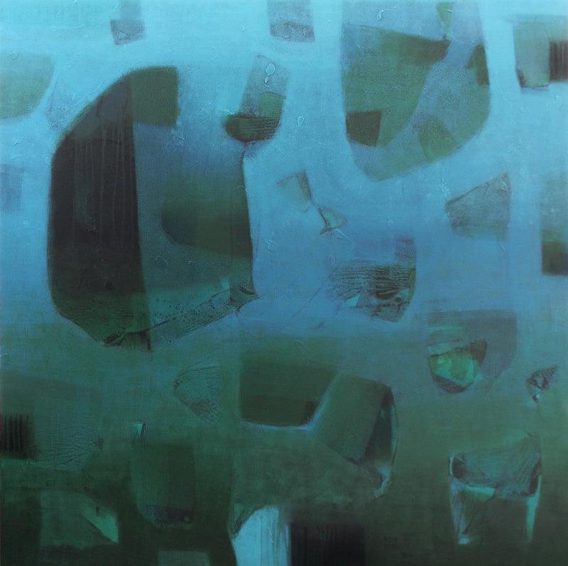 Abstract acrylic painting titled 'Inner Peace', 60x60 inches, by artist Jayesh Borse on Canvas