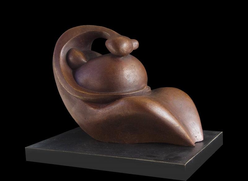 Figurative sculpture titled 'Inner voice', 23x23x17 inches, by artist Rajendra Pradhan on Bronze