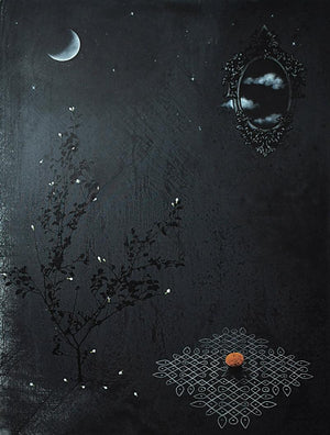 contemporary mixed media painting titled 'Its Time For Sprinkling Fragrances 4', 96x72 inches, by artist Raju T on Canvas