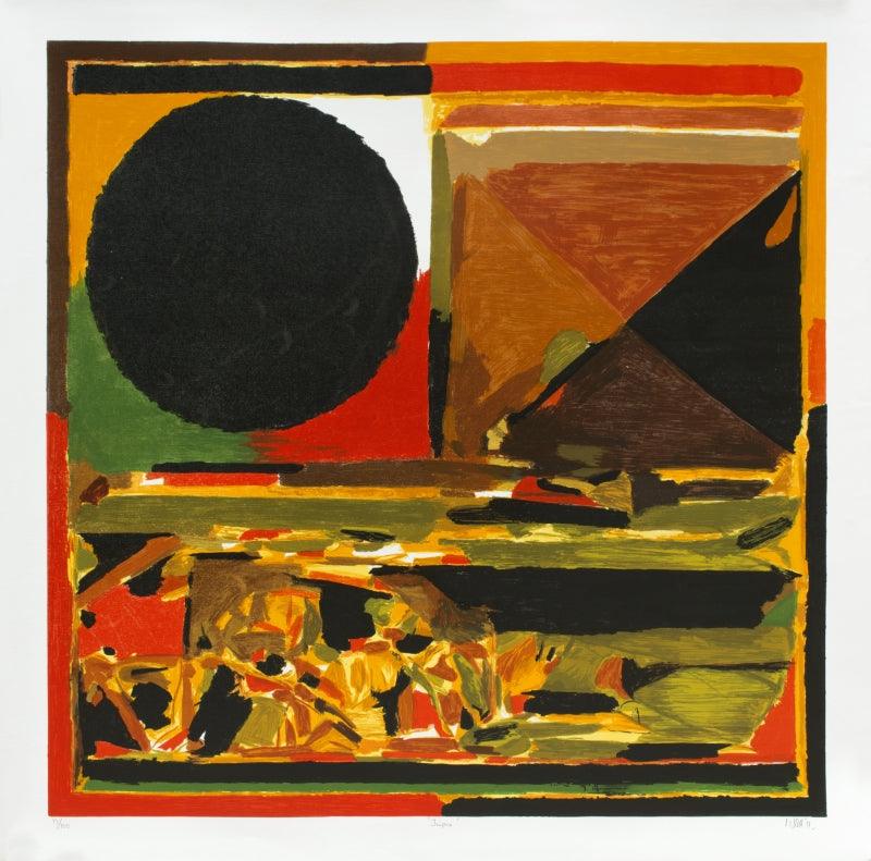 Abstract serigraphs painting titled 'Jaipur', 60x60 inches, by artist S. H. Raza on Paper