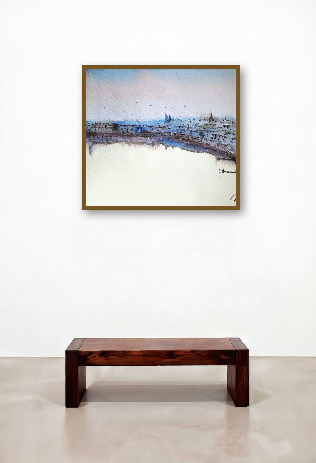 Jodhpur Blues (City in the Mist) by artist Arunava Ray displayed in a Elegant Foyer