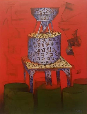 Still-life acrylic painting titled 'Journey 2', 48x36 inches, by artist Navnath Kshirsagar on Canvas