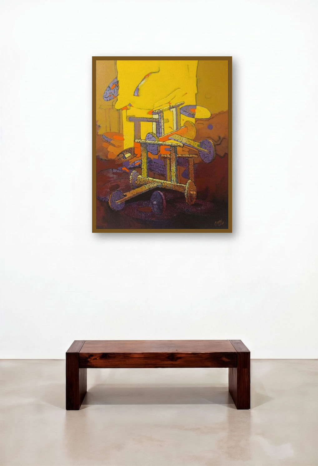 Journey 3 (The Road Ahead) by artist Navnath Kshirsagar displayed in a Japandi Lounge