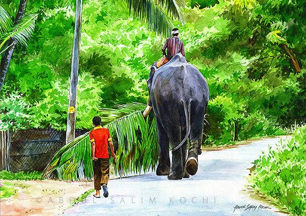 Figurative watercolor painting titled 'Journey', 11x15 inches, by artist Abdul Salim on Paper