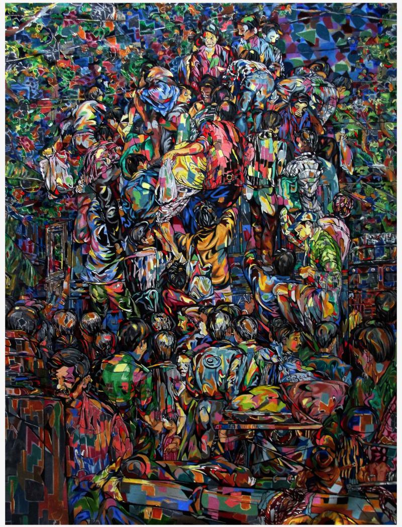 Figurative oil painting titled 'Journey', 51x42 inches, by artist Bikas Karmakar on Canvas