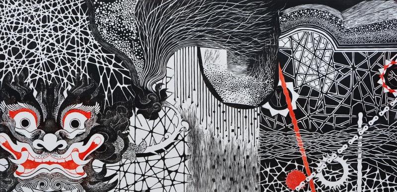 contemporary printmaking titled 'Journey', 32x54 inches, by artist Bikash Senapati on Paper
