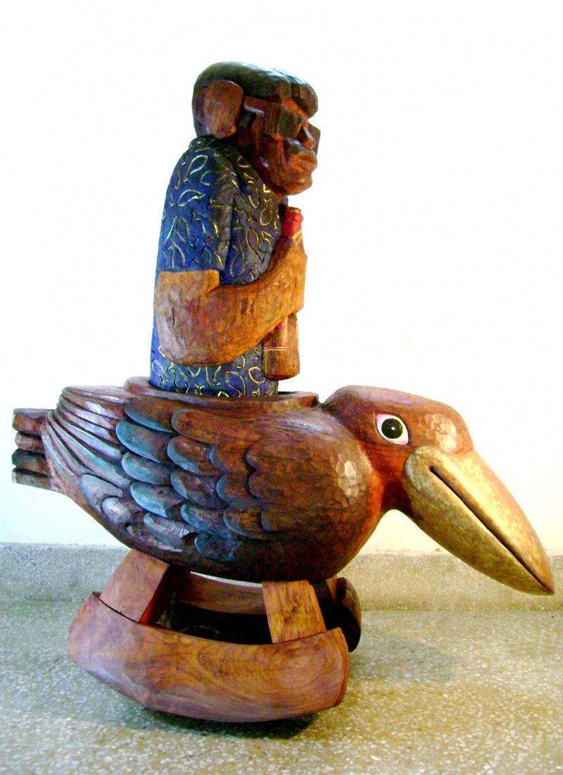 Animals sculpture titled 'Kingfisher', 52x48x22 inches, by artist Tarun Maity on Sheesham Wood