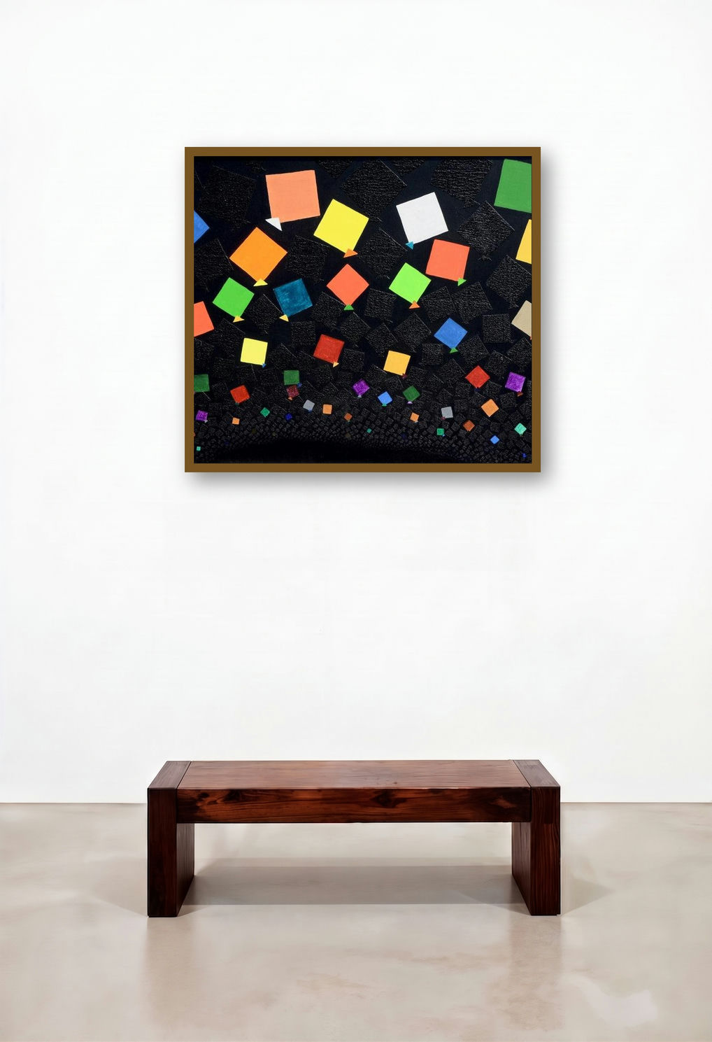 Kites (A Sky Full of Dreams) by artist Mamoon Nomani displayed in a Traditional Living Room