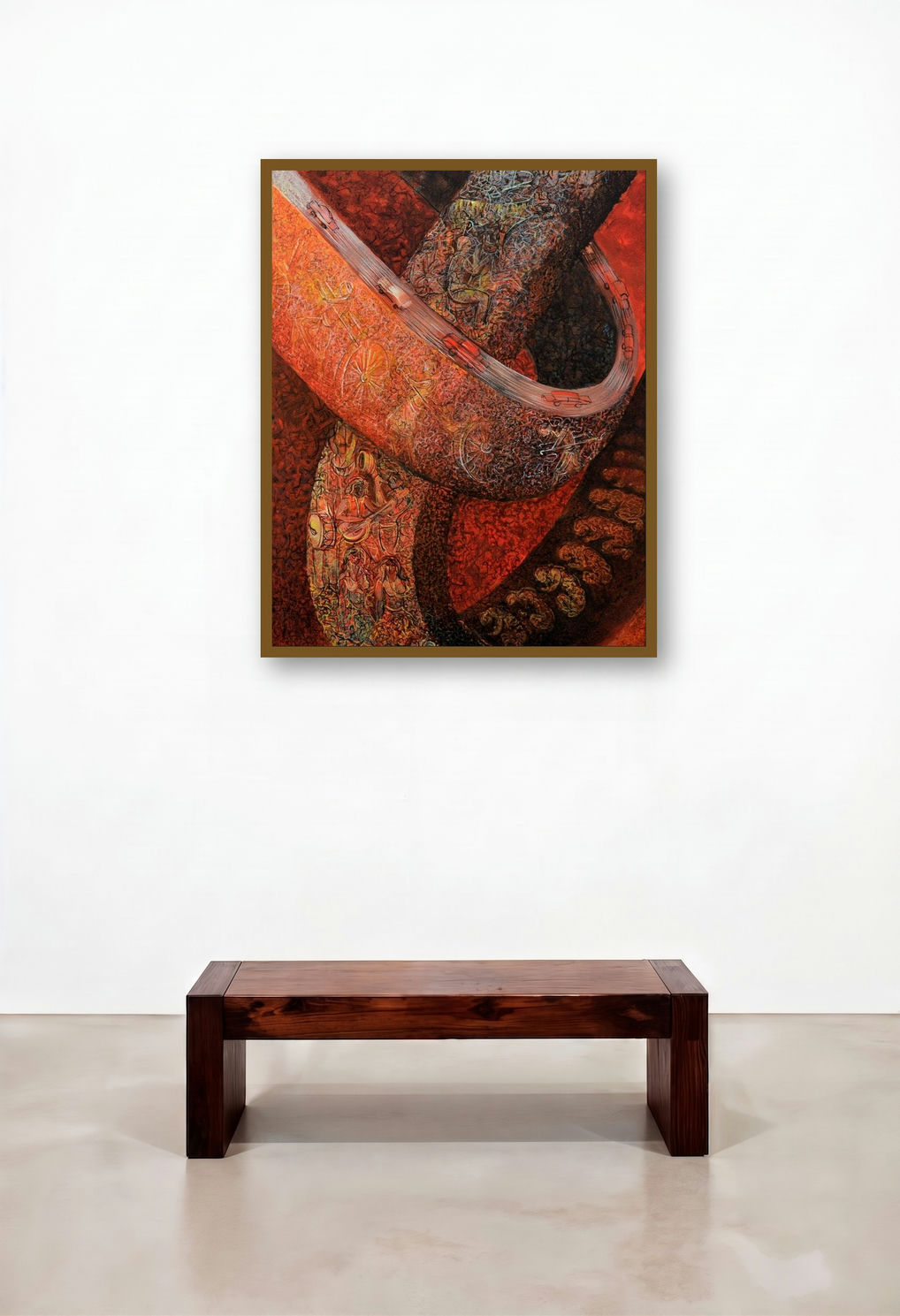 Kolkata 1 (The Endless Loop) by artist Arun Jana displayed in a Art Deco Bedroom