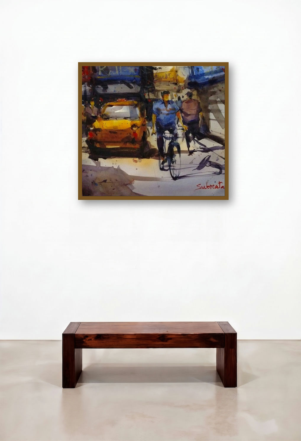 Kolkata Street (Urban Vitality**) by artist Subrata Malakar displayed in a Classic Hotel Suite