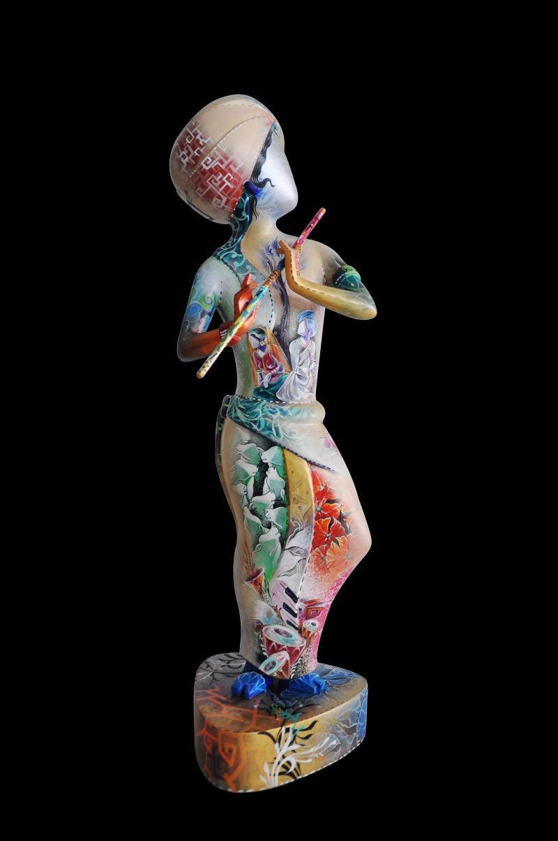 Religious sculpture titled 'Krishna 1', 24x18x7 inches, by artist Swati Pasari on Fiberglass