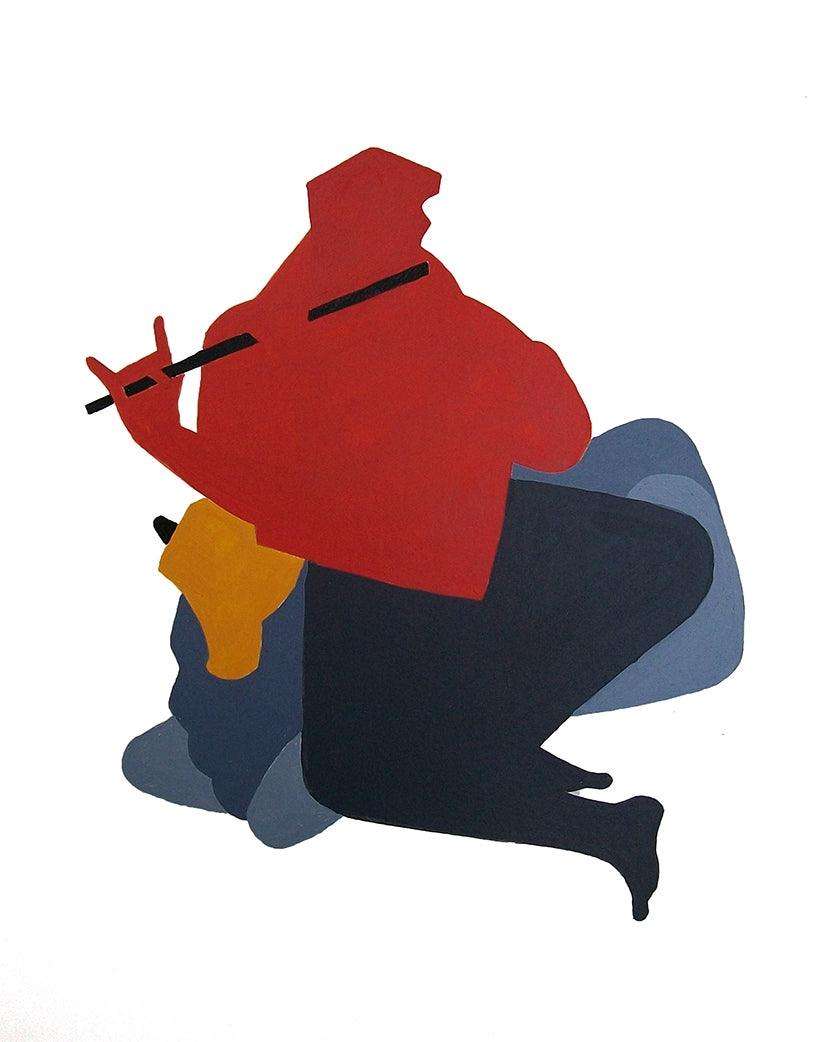 Figurative acrylic painting titled 'Krishna', 12x11 inches, by artist Prasanta Acharjee on Paper