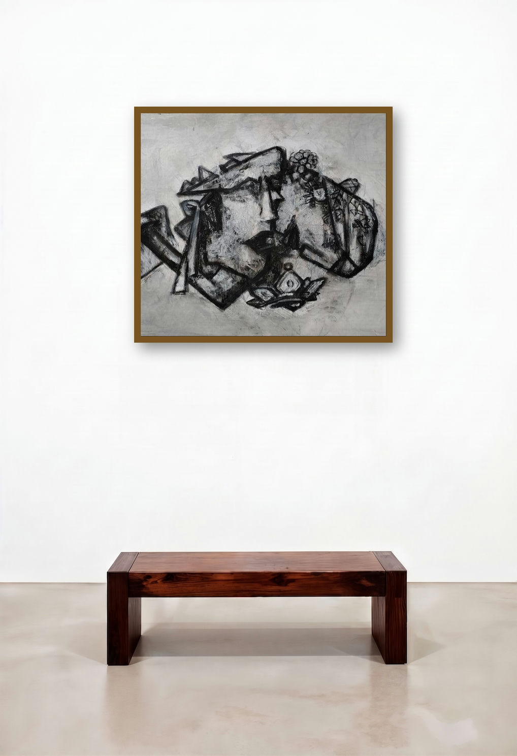 Labourer (Interconnected Souls) by artist Dhananjoy Das Painting displayed in a Urban Loft Hallway