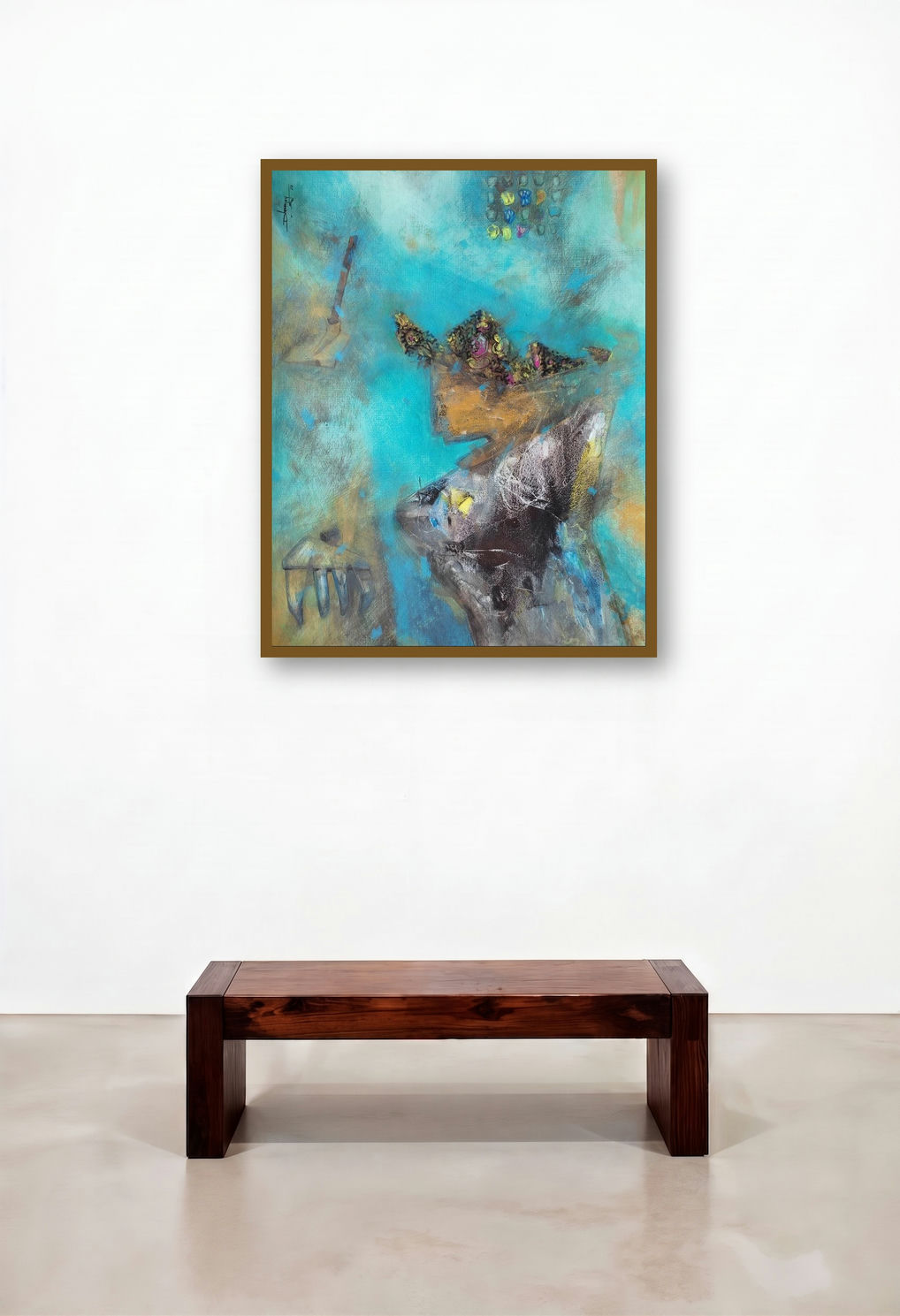 Labourer King (Celestial Being) by artist Dhananjoy Das Painting displayed in a Scandinavian Dining Room