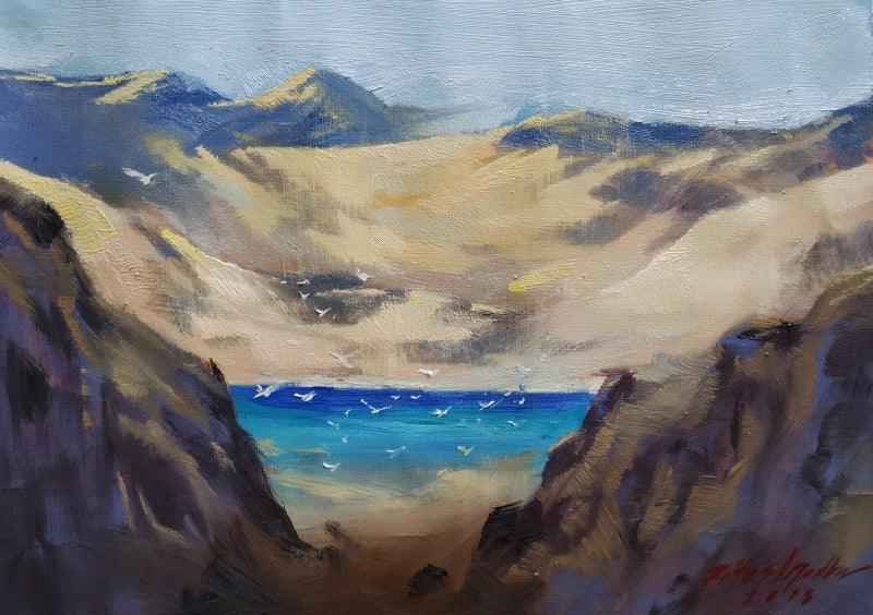 Cityscape acrylic painting titled 'Ladakh', 14x18 inches, by artist Ritesh Jadhav on Paper