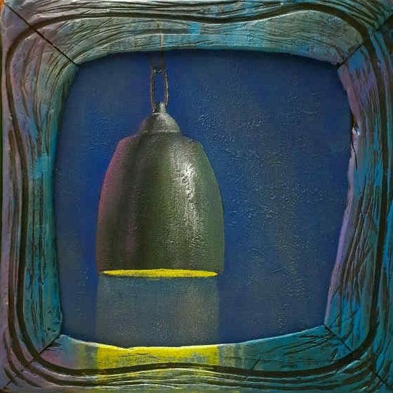 Still-life acrylic painting titled 'Lamp', 12x12 inches, by artist Gopal Pardeshi on Canvas