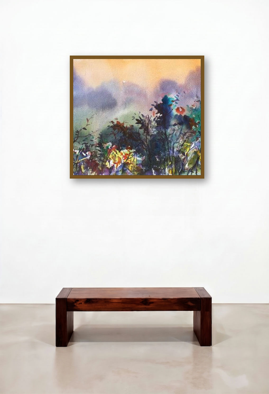 Landscape 1 (Morning Mist) by artist Sadek Ahmed displayed in a Scandinavian Lounge