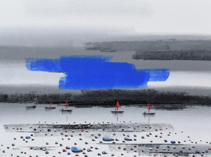 Landscape acrylic painting titled 'Landscape 1', 36x48 inches, by artist Reba Mandal on Canvas